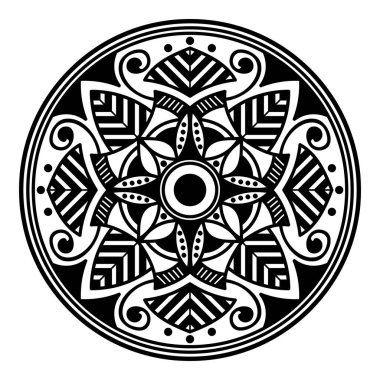 Mandala dekoratif yuvarlak süs. Tebrik kartı, telefon kılıfı baskı, vb için kullanılabilir. Elle çizilmiş arka plan, vektör beyaz izole. Eps 10 