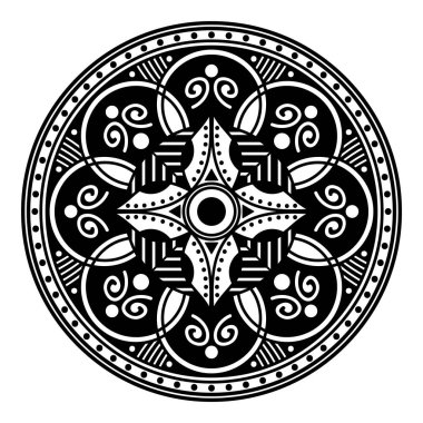 Mandala dekoratif yuvarlak süs. Tebrik kartı, telefon kılıfı baskı, vb için kullanılabilir. Elle çizilmiş arka plan, vektör beyaz izole. Eps 10 