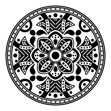Mandala dekoratif yuvarlak süs. Tebrik kartı, telefon kılıfı baskı, vb için kullanılabilir. Elle çizilmiş arka plan, vektör beyaz izole. Eps 10 
