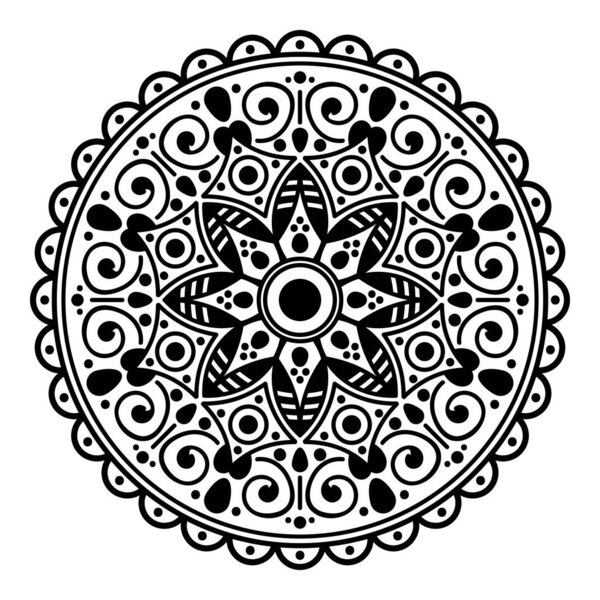 Mandala decorative round ornament. Can be used for greeting card, phone case print, etc. Hand drawn background, vector isolated on white. EPS 10 