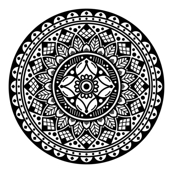 Flower Shaped Mandala Black White Pattern Islam Arabic Pakistan Moroccan — Stock Photo, Image
