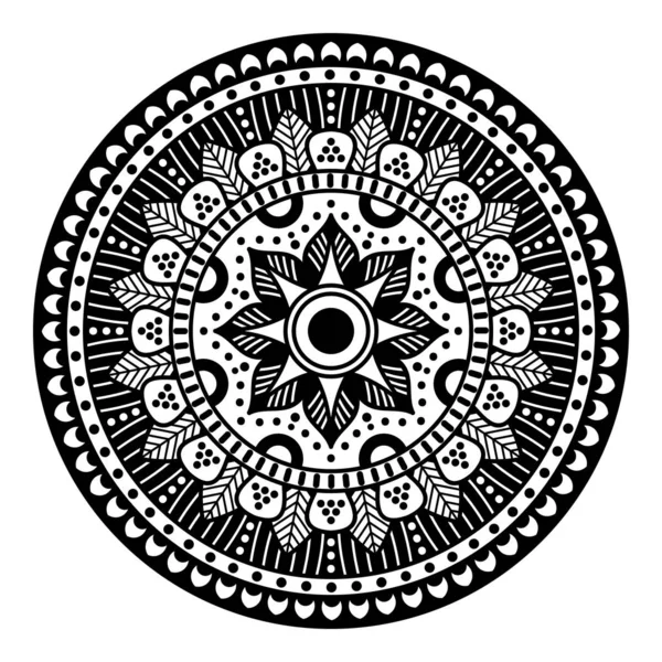 Flower Shaped Mandala Black White Pattern Islam Arabic Pakistan Moroccan — Stock Photo, Image