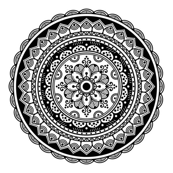 Mandala Forma Flor Patrón Blanco Negro Islam Árabe Pakistán Marroquí — Foto de Stock