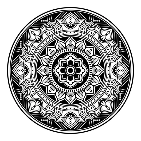 Mandala Kształcie Kwiatu Wzór Czarno Biały Islam Arabski Pakistański Marokański — Zdjęcie stockowe