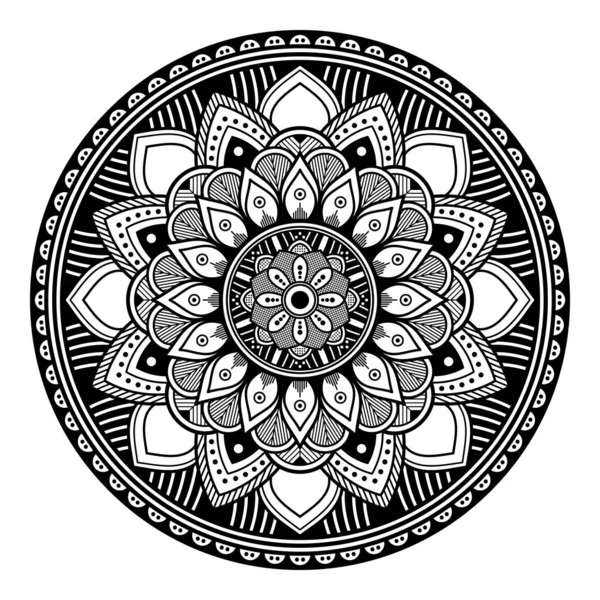 Mandala Forma Flor Patrón Blanco Negro Islam Árabe Pakistán Marroquí — Foto de Stock