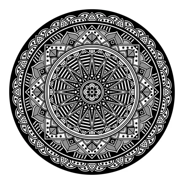 Mandala Forma Fiore Modello Bianco Nero Islam Arabo Pakistan Motivi — Foto Stock