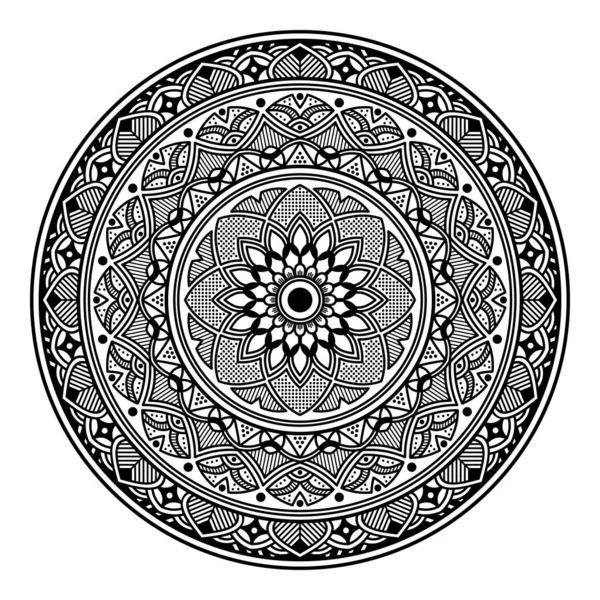 Květinová Mandala Černobílý Vzor Islám Arabština Pákistán Marocké Turecké Indické — Stock fotografie