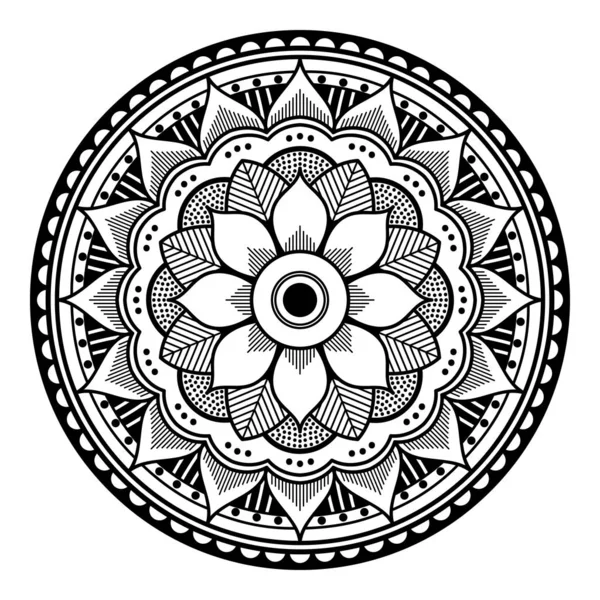 Květinová Mandala Černobílý Vzor Islám Arabština Pákistán Marocké Turecké Indické — Stock fotografie
