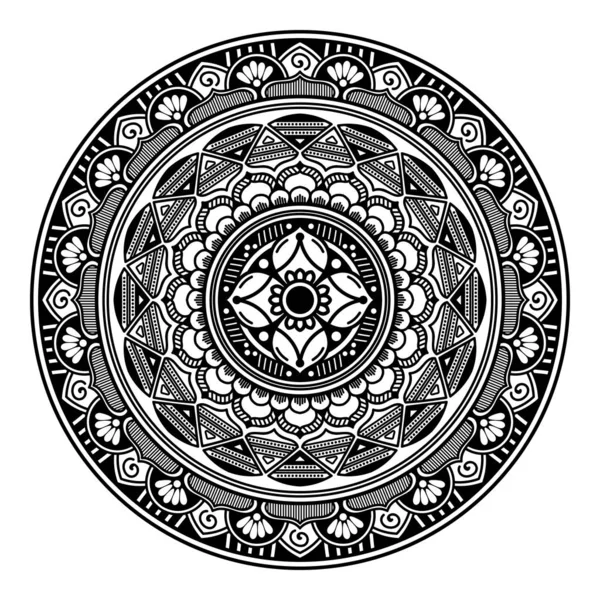 Blomma Formad Mandala Svart Och Vitt Mönster Islam Arabiska Pakistanska — Stockfoto