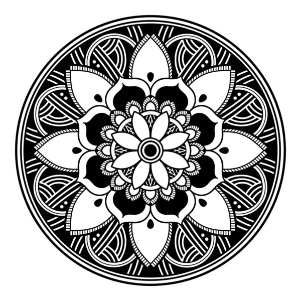 Mandala Forma Flor Patrón Blanco Negro Islam Árabe Pakistán Marroquí — Foto de Stock