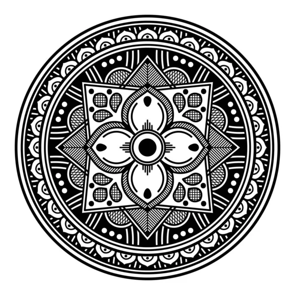 Flower Shaped Mandala Black White Pattern Islam Arabic Pakistan Moroccan — Stock Photo, Image