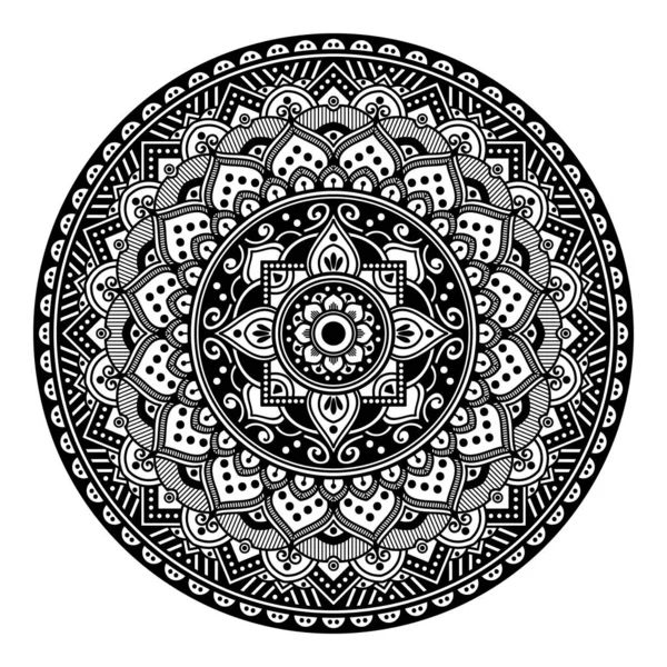 Mandala Kształcie Kwiatu Wzór Czarno Biały Islam Arabski Pakistański Marokański — Zdjęcie stockowe