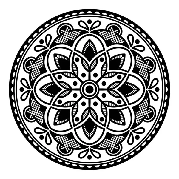 Квіткова Мандала Чорно Білий Візерунок Іслам Арабська Пакистанська Марокканська Турецька — стокове фото