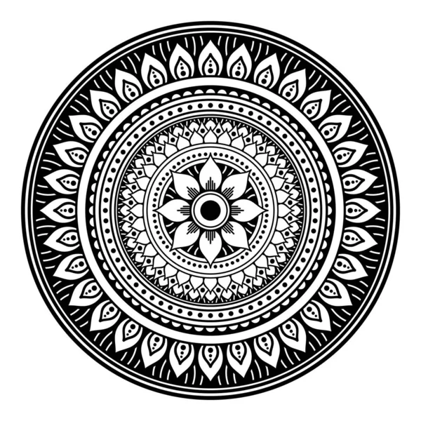 Flower Shaped Mandala Black White Pattern Islam Arabic Pakistan Moroccan — Stock Photo, Image