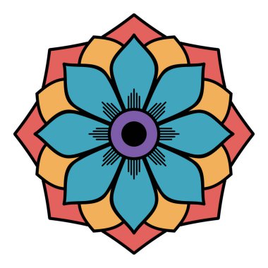 Beyaza izole edilmiş dekoratif etnik renk süsü. Tatil için iyi bir dekor. Yazdırma ve tebrik kartı için mükemmel.