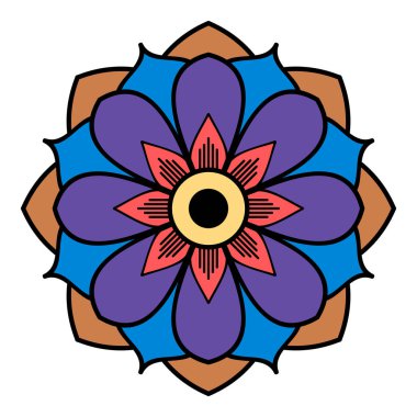 Beyaza izole edilmiş dekoratif etnik renk süsü. Tatil için iyi bir dekor. Yazdırma ve tebrik kartı için mükemmel.