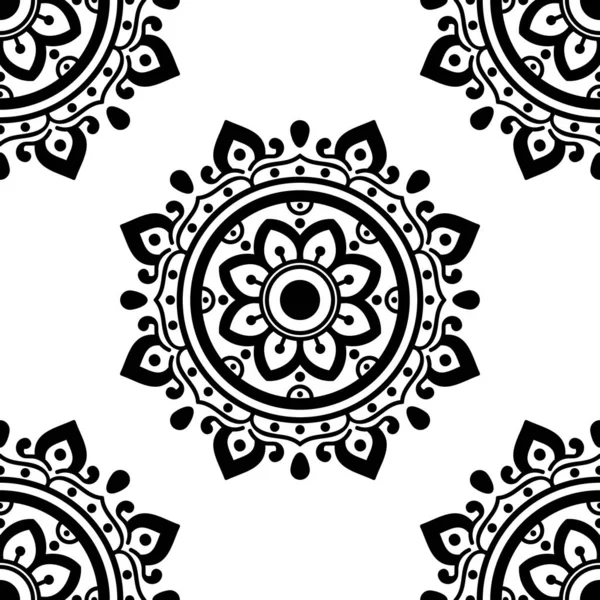 Мандала Бесшовный Рисунок Черно Белый Ислам Арабский Пакистан Марокканский Турецкий — стоковое фото