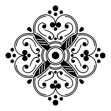 Mandala kusursuz siyah beyaz desenli. İslam, Arapça, Pakistan, Fas, Türkçe, Hindistan, İspanya motifleri