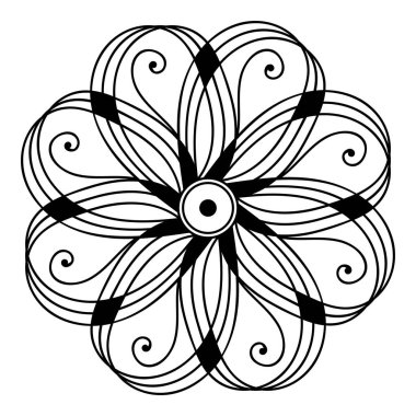 Mandala kusursuz siyah beyaz desenli. İslam, Arapça, Pakistan, Fas, Türkçe, Hindistan, İspanya motifleri