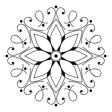 Mandala kusursuz siyah beyaz desenli. İslam, Arapça, Pakistan, Fas, Türkçe, Hindistan, İspanya motifleri
