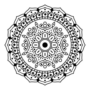 Mandala kusursuz siyah beyaz desenli. İslam, Arapça, Pakistan, Fas, Türkçe, Hindistan, İspanya motifleri