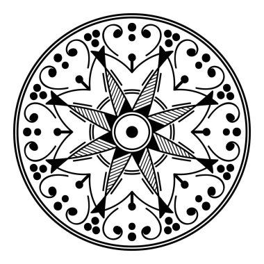 Mandala dekoratif yuvarlak süs. Tebrik kartı, telefon kılıfı baskısı vs. için kullanılabilir.