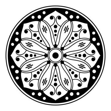 Mandala dekoratif yuvarlak süs. Tebrik kartı, telefon kılıfı baskısı vs. için kullanılabilir.