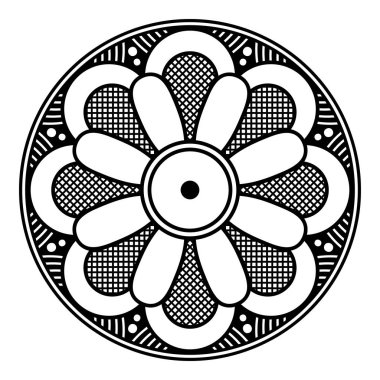 Mandala dekoratif yuvarlak süs. Tebrik kartı, telefon kılıfı baskısı vs. için kullanılabilir.