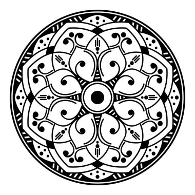 Mandala dekoratif yuvarlak süs. Tebrik kartı, telefon kılıfı baskısı vs. için kullanılabilir.