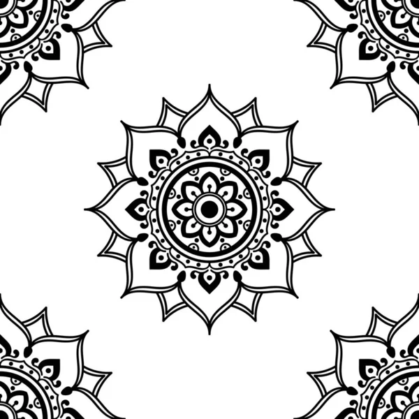 Mandala Sem Costura Padrão Preto Branco Islã Árabe Paquistão Marroquino — Fotografia de Stock