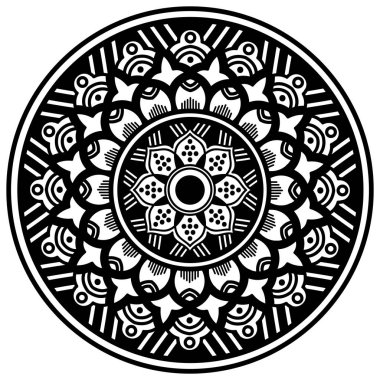 Boyama sayfası için siyah ve beyaz mandala