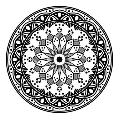Boyama sayfası için siyah ve beyaz mandala