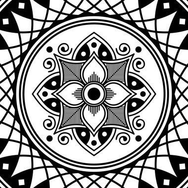 Mandala dekoratif yuvarlak süs. Tebrik kartı, telefon kılıfı izi vb. için kullanılabilir. El çizimi arkaplan