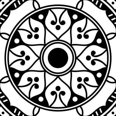 Mandala dekoratif yuvarlak süs. Tebrik kartı, telefon kılıfı izi vb. için kullanılabilir. El çizimi arkaplan