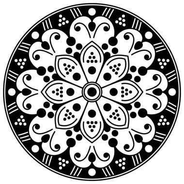 Mandala dekoratif yuvarlak süs. Tebrik kartı, telefon kılıfı izi vb. için kullanılabilir. El çizimi arkaplan