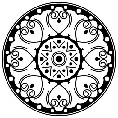 Mandala dekoratif yuvarlak süs. Tebrik kartı, telefon kılıfı izi vb. için kullanılabilir. El çizimi arkaplan