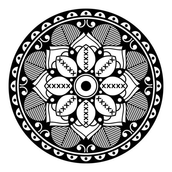 Mandala Preto Branco Para Colorir Página — Fotografia de Stock