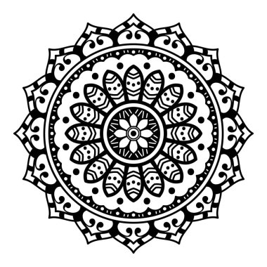 Mandala dekoratif yuvarlak süs. Tebrik kartı, telefon kılıfı izi vb. için kullanılabilir. El çizimi arkaplan