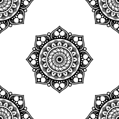 Etnik Mandala Süslemesi. Arapça, Pakistan, Fas, Türkçe, Hindistan, İspanya motifleri