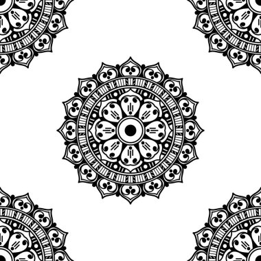 Etnik Mandala Süslemesi. Arapça, Pakistan, Fas, Türkçe, Hindistan, İspanya motifleri