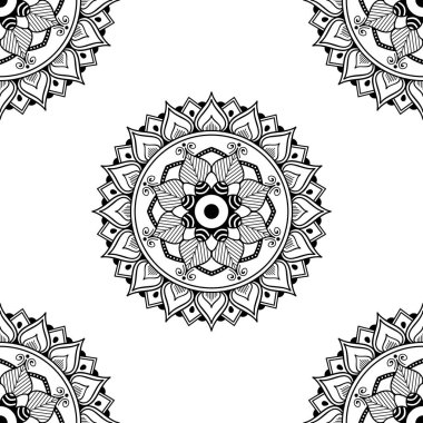 Etnik Mandala Süslemesi. Arapça, Pakistan, Fas, Türkçe, Hindistan, İspanya motifleri