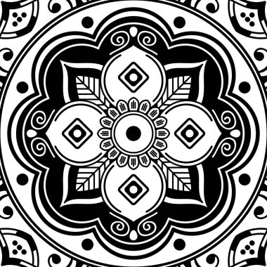 Etnik Mandala Süslemesi. Arapça, Pakistan, Fas, Türkçe, Hindistan, İspanya motifleri