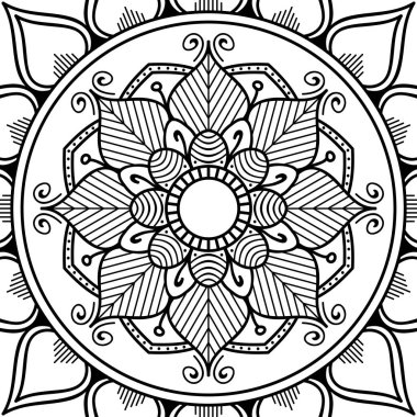 Mandala dekoratif süsü. Tebrik kartı, telefon kılıfı izi vb. için kullanılabilir. El çizimi arkaplan