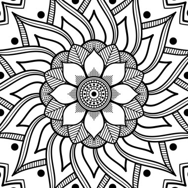 Mandala dekoratif süsü. Tebrik kartı, telefon kılıfı izi vb. için kullanılabilir. El çizimi arkaplan