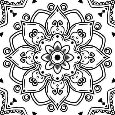 Mandala dekoratif süsü. Tebrik kartı, telefon kılıfı izi vb. için kullanılabilir. El çizimi arkaplan