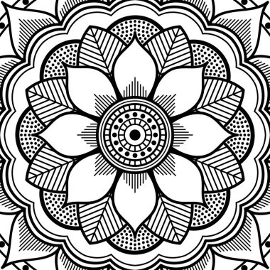 Mandala dekoratif süsü. Tebrik kartı, telefon kılıfı izi vb. için kullanılabilir. El çizimi arkaplan