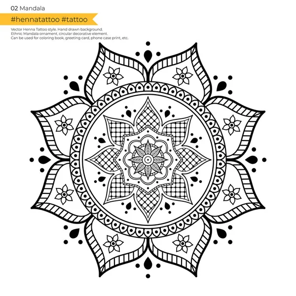 Patrón Sin Costuras Mandala Fondo Dibujado Mano Vector Aislado Blanco — Vector de stock