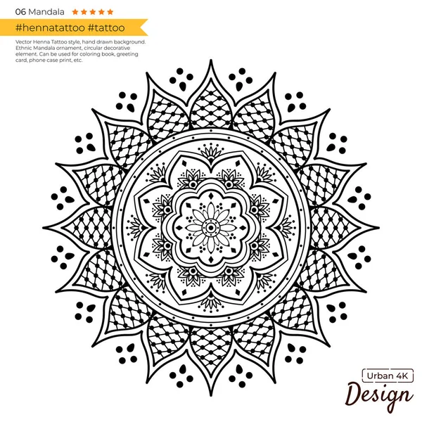 Patrón Sin Costuras Mandala Fondo Dibujado Mano Vector Aislado Blanco — Vector de stock