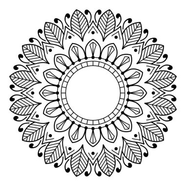 Mandala dekoratif yuvarlak süs. Tebrik kartı, telefon kılıfı baskı, vb için kullanılabilir. Elle çizilmiş arka plan, vektör beyaz izole. Eps 10 