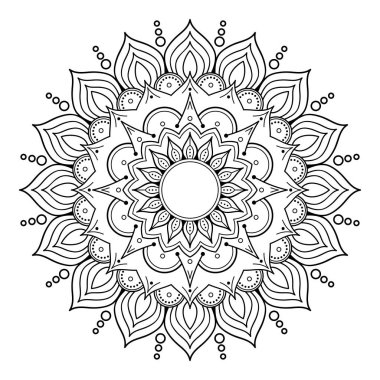 Mandala dekoratif yuvarlak süs. Tebrik kartı, telefon kılıfı baskı, vb için kullanılabilir. Elle çizilmiş arka plan, vektör beyaz izole. Eps 10 